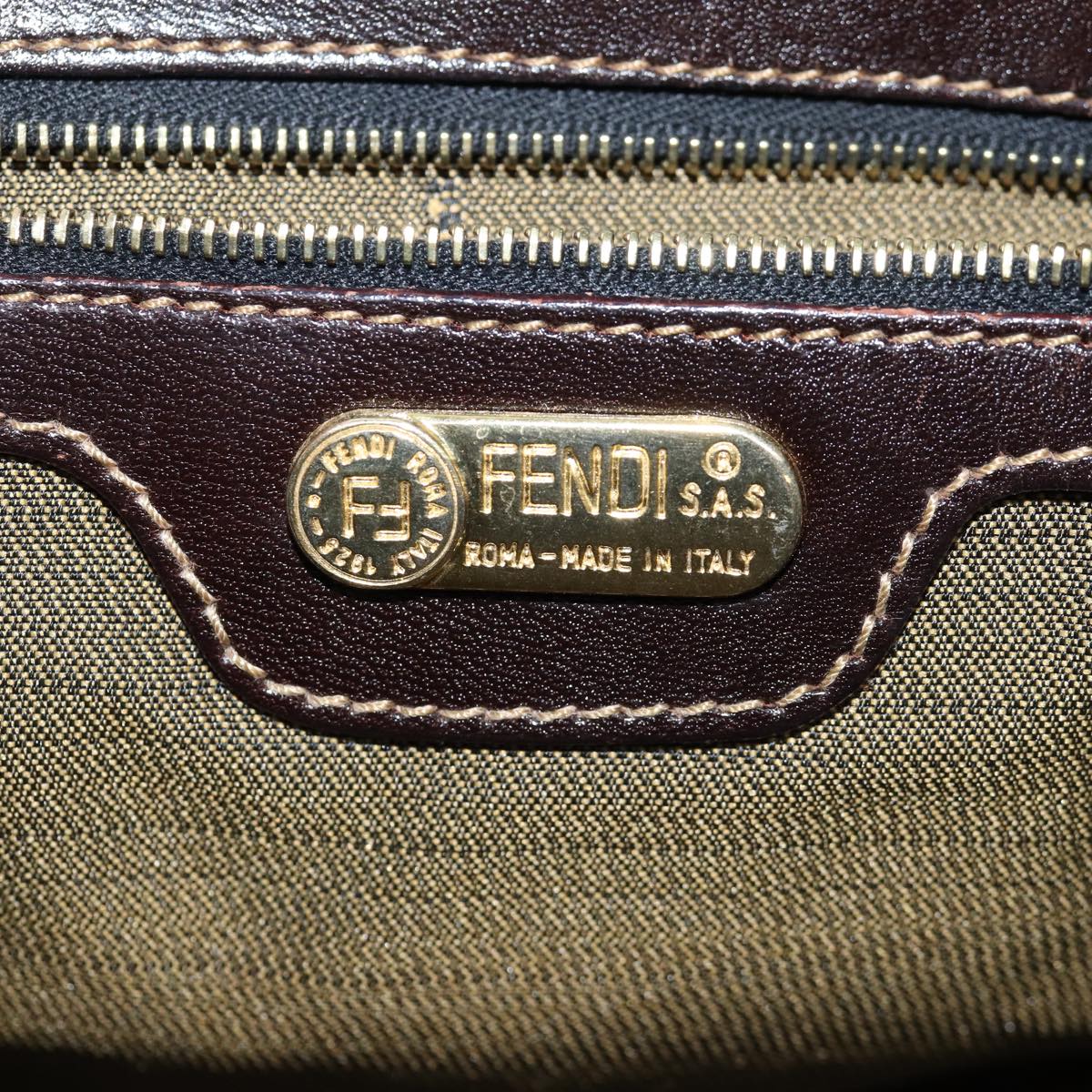 FENDI Zucca Canvas Hand Bag 2way Brown Black76858