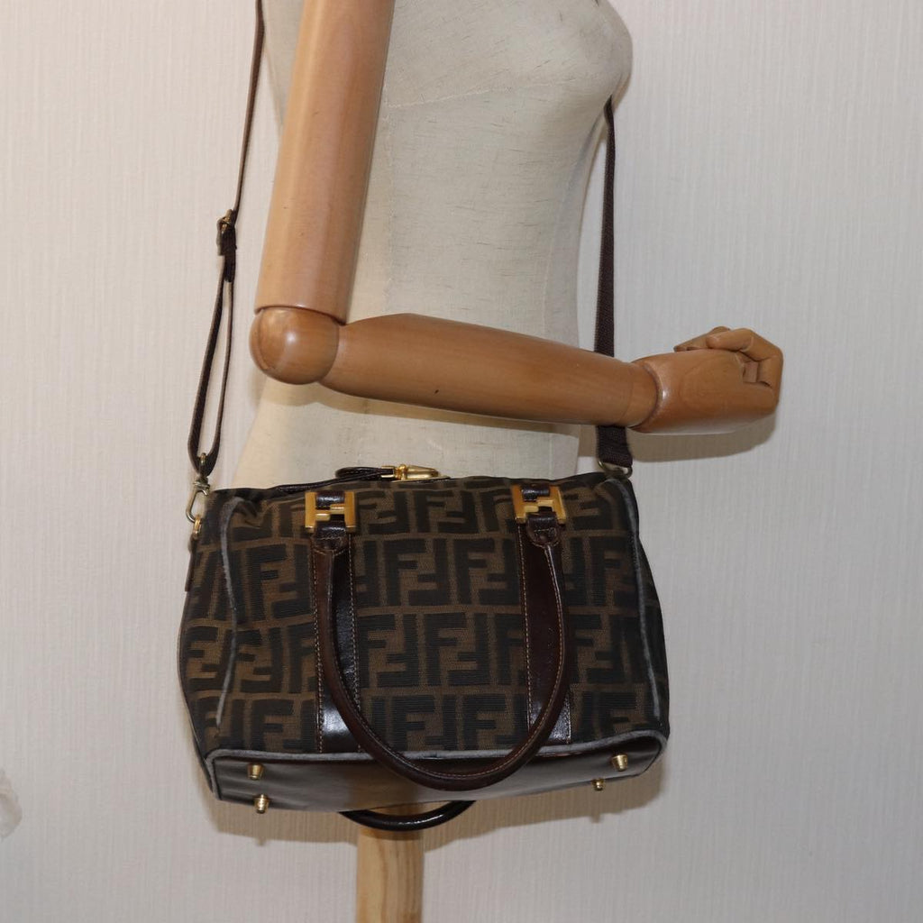 FENDI Zucca Canvas Hand Bag 2way Brown Black76858