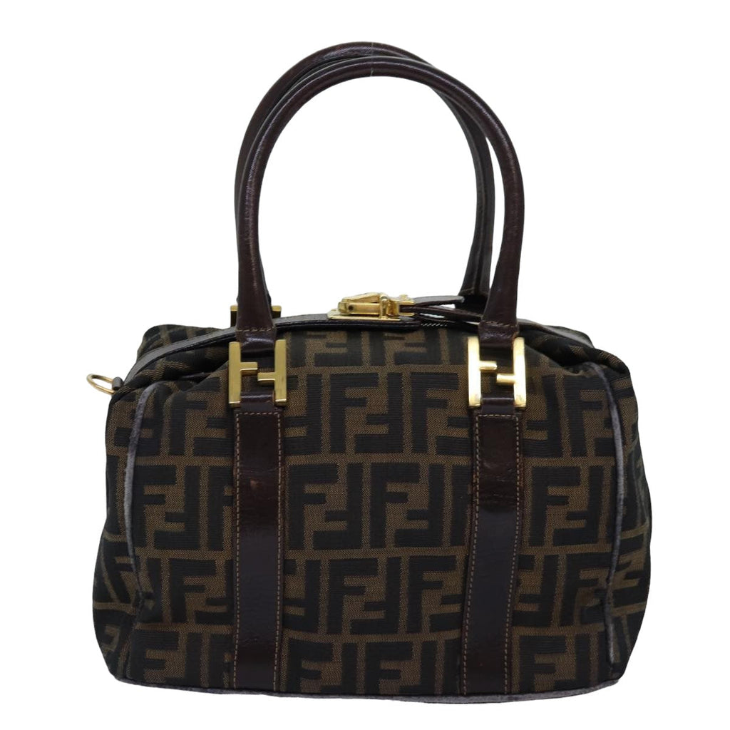 FENDI Zucca Canvas Hand Bag 2way Brown Black76858