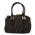 FENDI Zucca Canvas Hand Bag 2way Brown Black76858