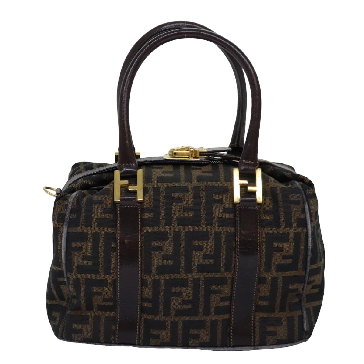 FENDI Zucca Canvas Hand Bag 2way Brown Black76858