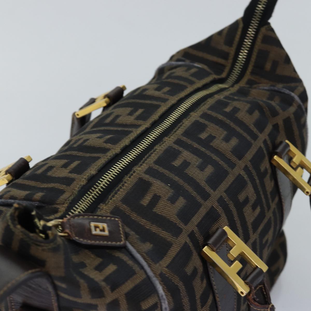 FENDI Zucca Canvas Hand Bag 2way Brown Black76858