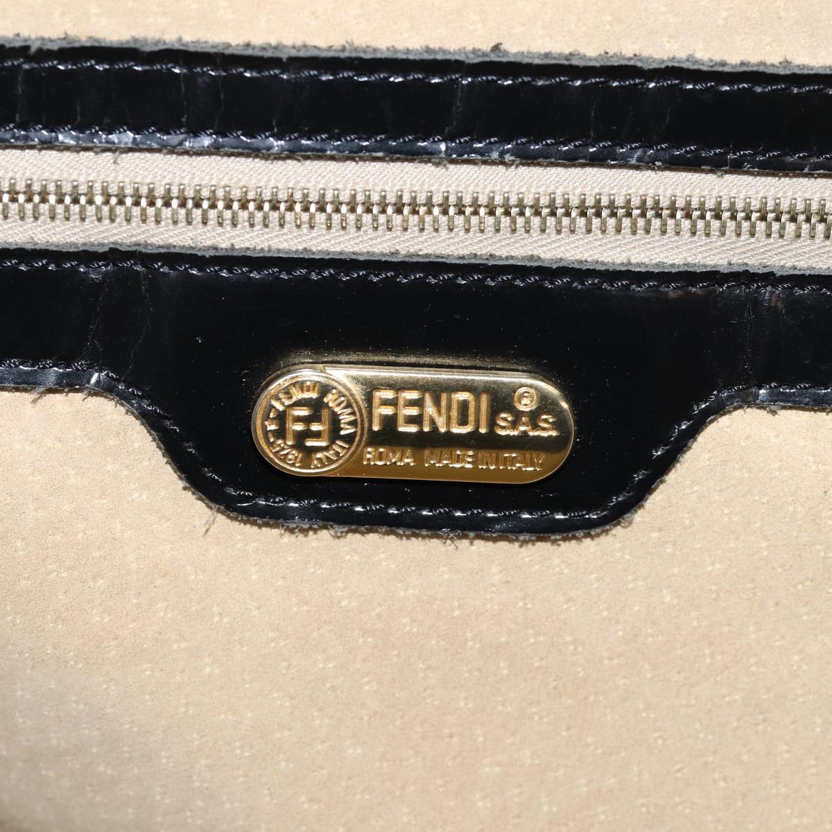 FENDI Zucca Canvas Hand Bag Black Brown76859