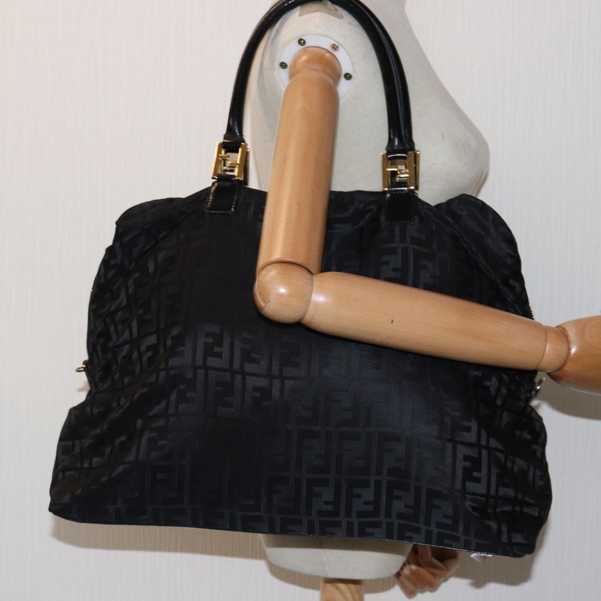 FENDI Zucca Canvas Hand Bag Black Brown76859