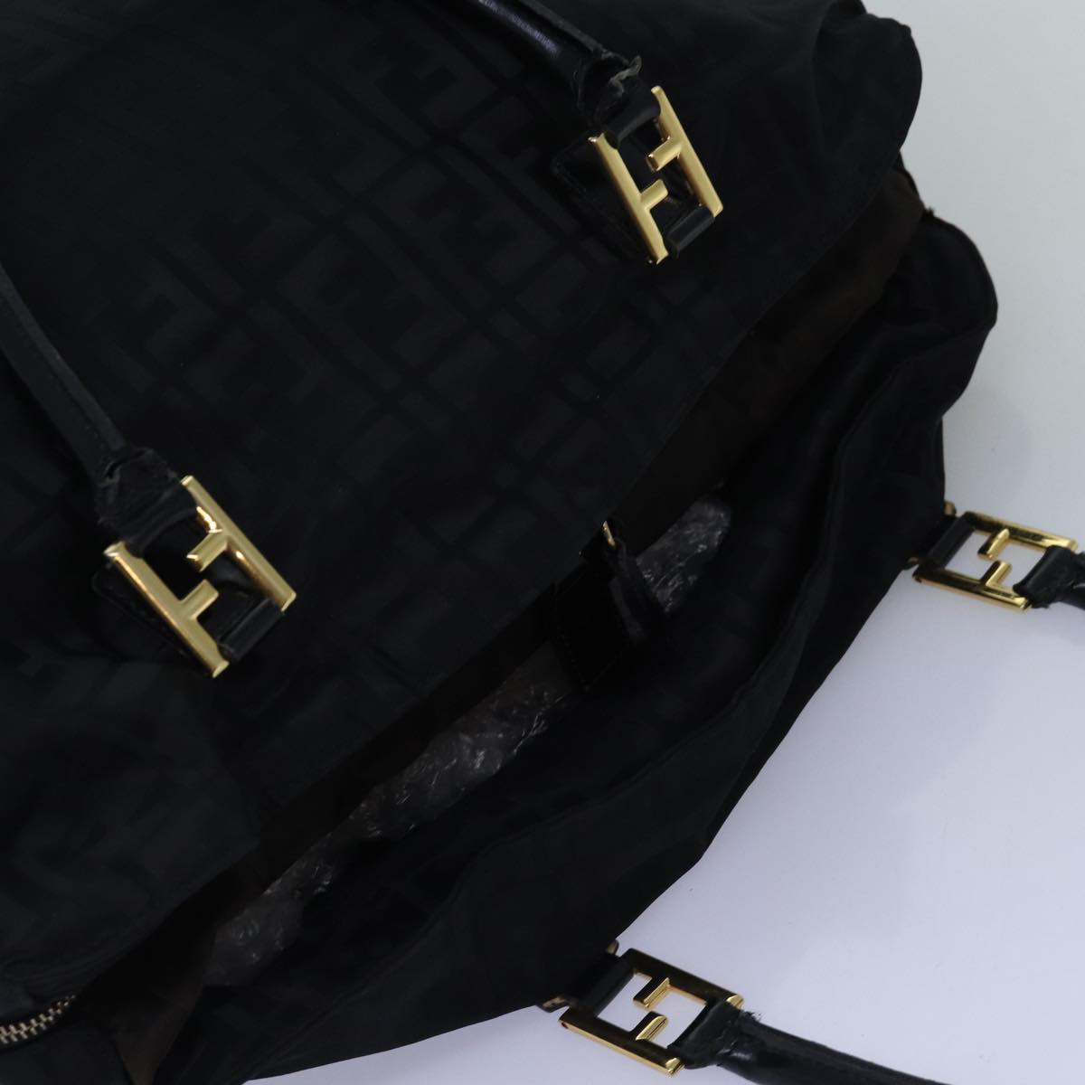 FENDI Zucca Canvas Hand Bag Black Brown76859