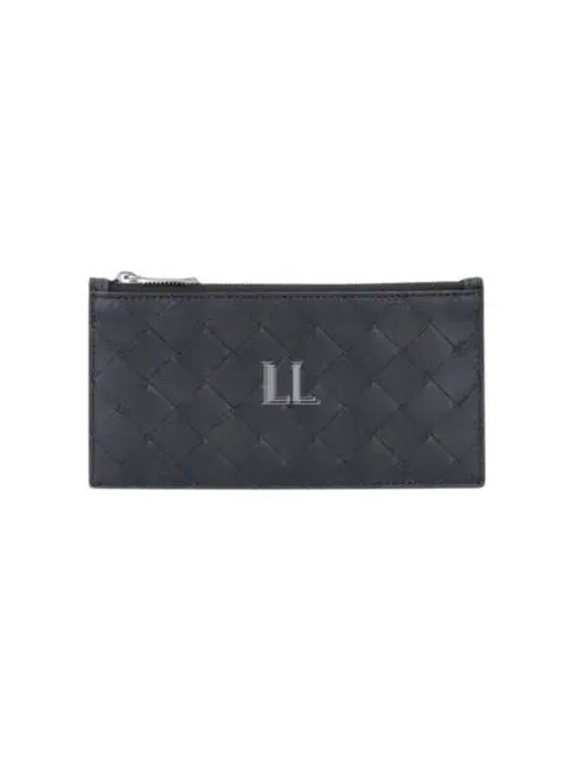 Bottega Veneta Intrecciato Zipper Card Wallet Black