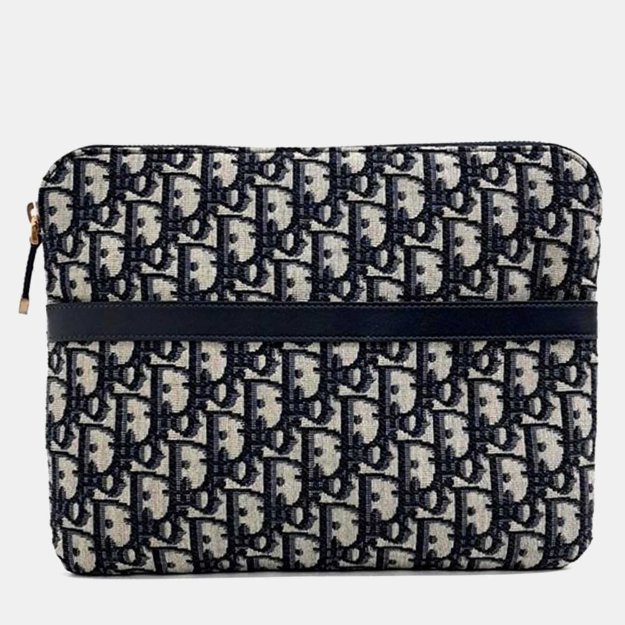 Dior Christian Neutral Oblique Canvas Travel Zip Pouch