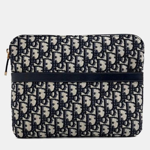 Dior Christian Neutral Oblique Canvas Travel Zip Pouch
