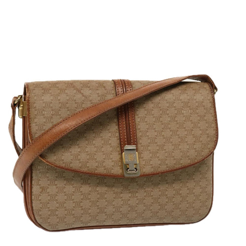 CELINE Macadam Canvas Shoulder Bag Beige  76996