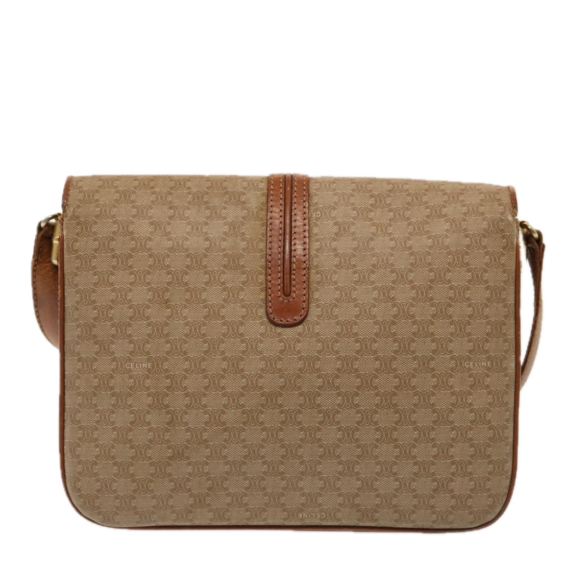 CELINE Macadam Canvas Shoulder Bag Beige  76996