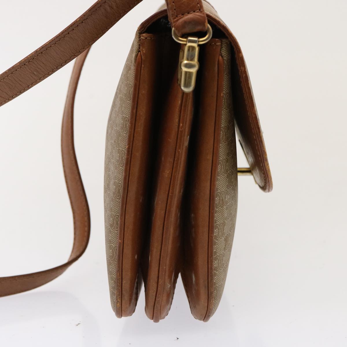 CELINE Macadam Canvas Shoulder Bag Beige  76996