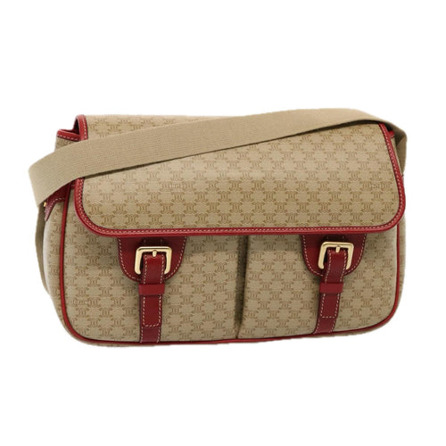 CELINE Macadam Canvas Shoulder Bag Beige  76998