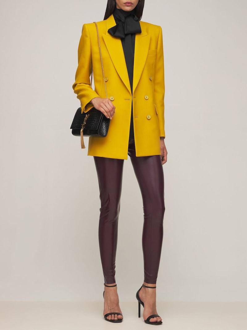 Saint Laurent SMALL KATE CROC EMBOSSED LEATHER BAG