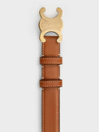 CELINE Triomphe Calfskin Medium Belt Tan