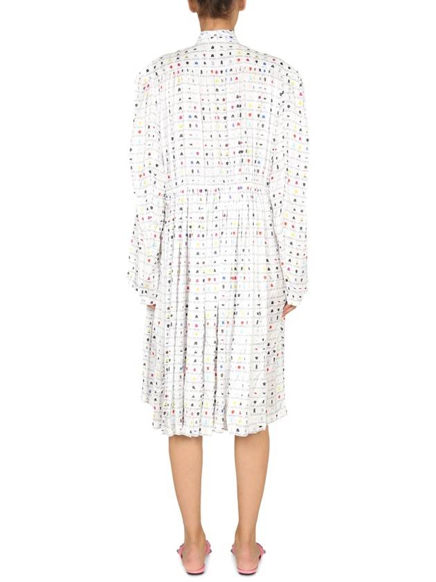 Balenciaga printed knee length long dress white