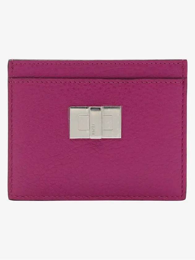 Fendi Peekaboo Selleria Leather Business Card Wallet Fuchsia Pink