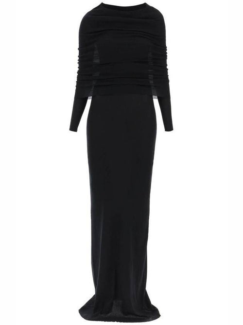 Balenciaga Double Layer Ribbed Long Dress Black