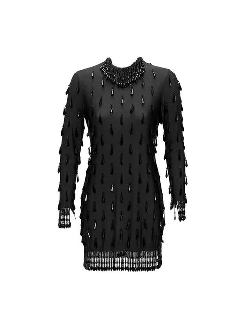 Burberry Women's Embellished Teardrop Beads Short Dress Black