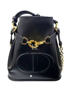 C'est CD Embossed Calfskin Medium Shoulder Bag Black Dior