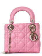 Lady Cannage Small Lambskin Tote Bag Light Pink Dior