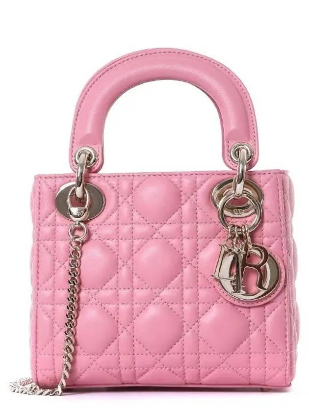 Lady Cannage Small Lambskin Tote Bag Light Pink Dior