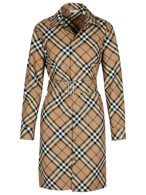 Burberry 'Check' Dress In Beige Wool Blend Women