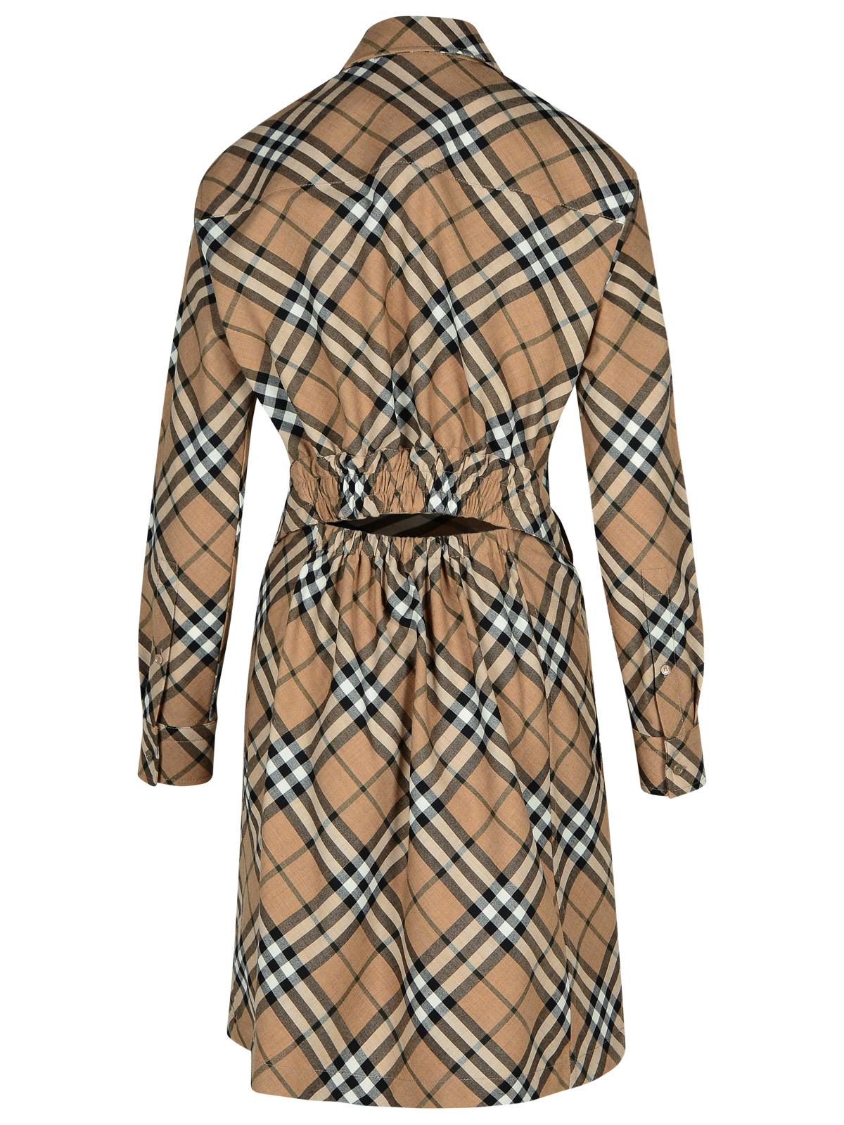 Burberry 'Check' Dress In Beige Wool Blend Women