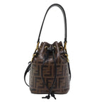 FENDI Zucca Canvas Mont Tresor Mini Shoulder Bag 2way Brown77005