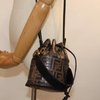 FENDI Zucca Canvas Mont Tresor Mini Shoulder Bag 2way Brown77005