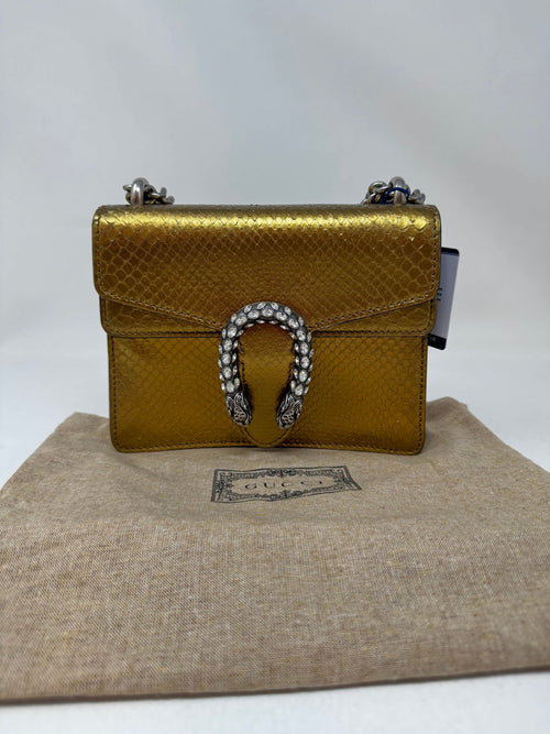 Gucci Python Mini Dionysus Bag - Gold Shoulder Bags, Handbags B20-61