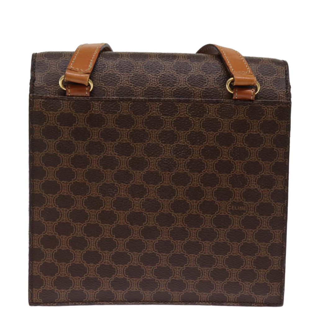 CELINE Macadam Canvas Shoulder Bag PVC Leather Brown Auth 77199