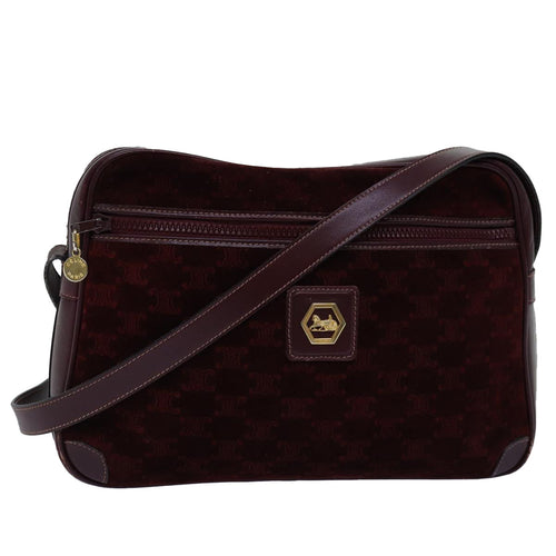 CELINE Macadam Canvas Shoulder Bag Bordeaux  77323