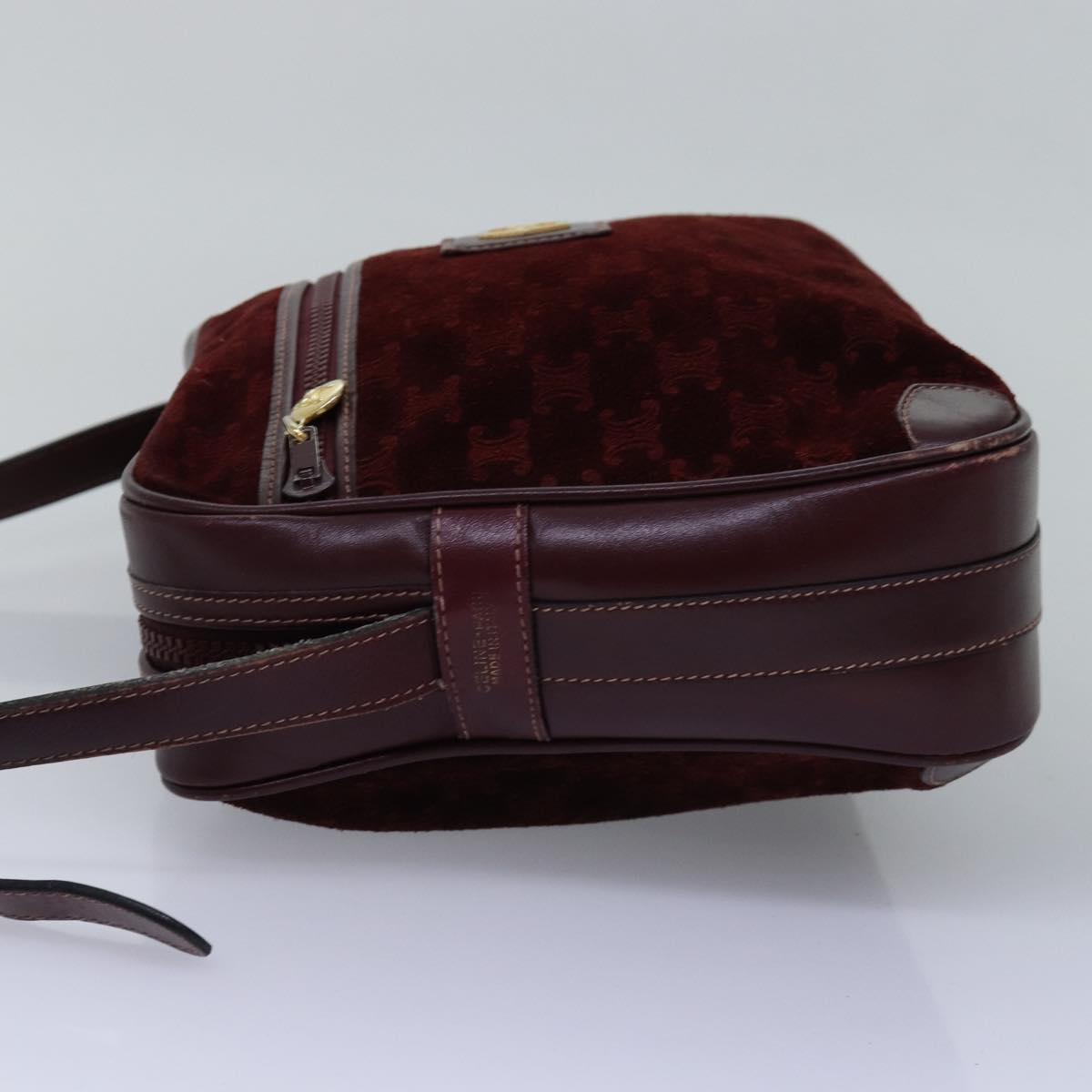 CELINE Macadam Canvas Shoulder Bag Bordeaux  77323