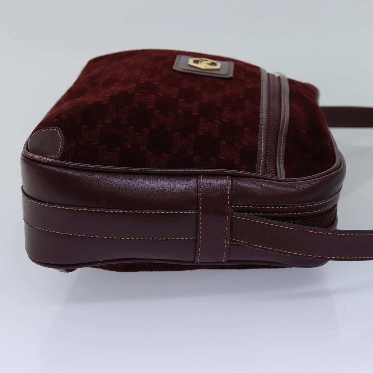 CELINE Macadam Canvas Shoulder Bag Bordeaux  77323