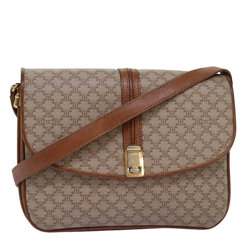CELINE Macadam Canvas Shoulder Bag Beige  77325