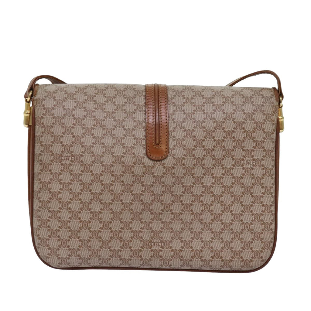 CELINE Macadam Canvas Shoulder Bag Beige  77325