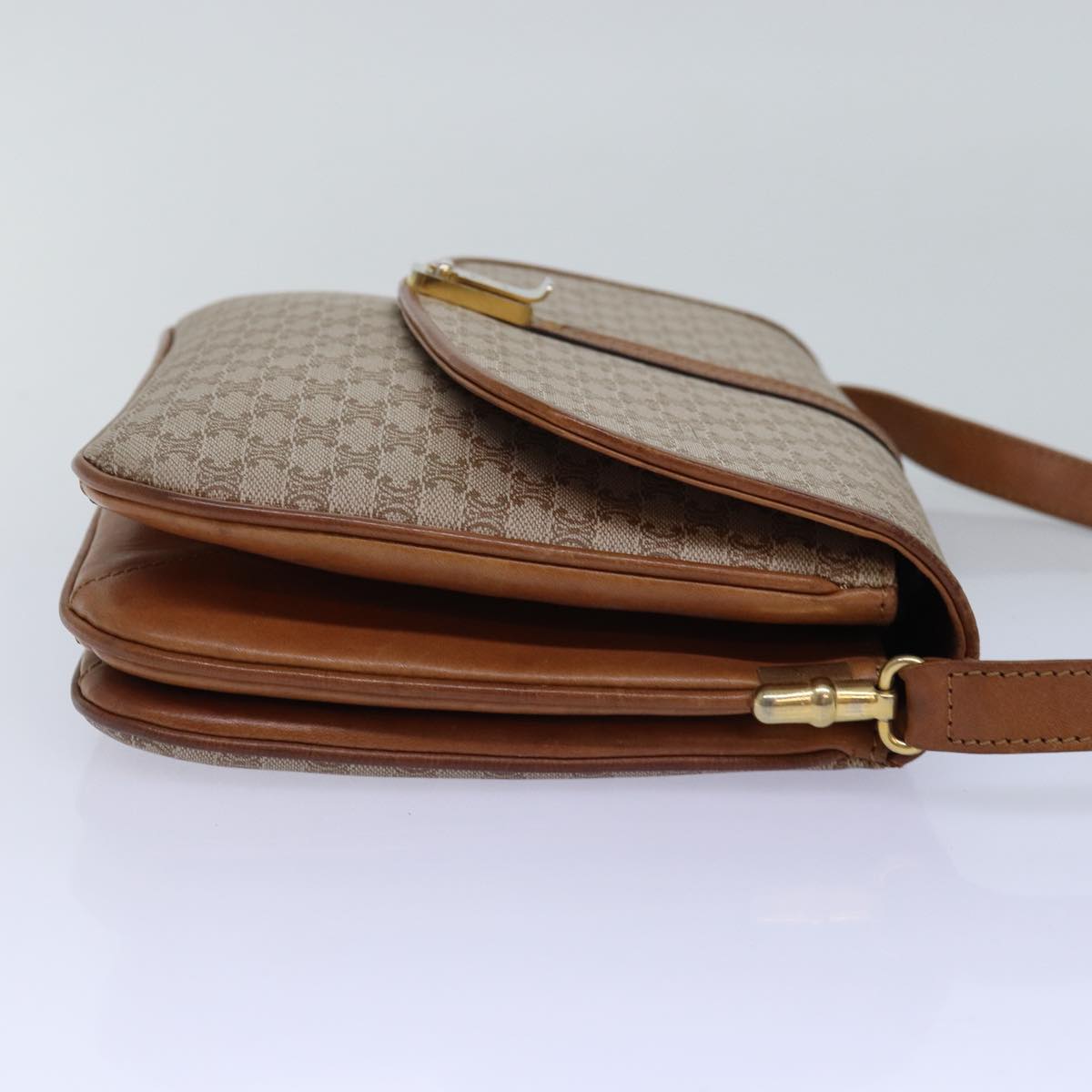 CELINE Macadam Canvas Shoulder Bag Beige  77325