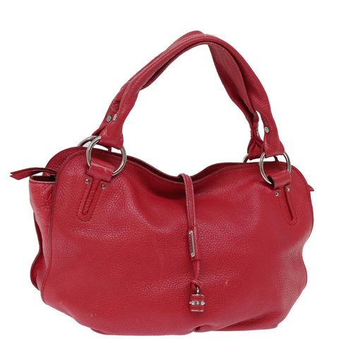 CELINE Hand Bag Leather Red  77381