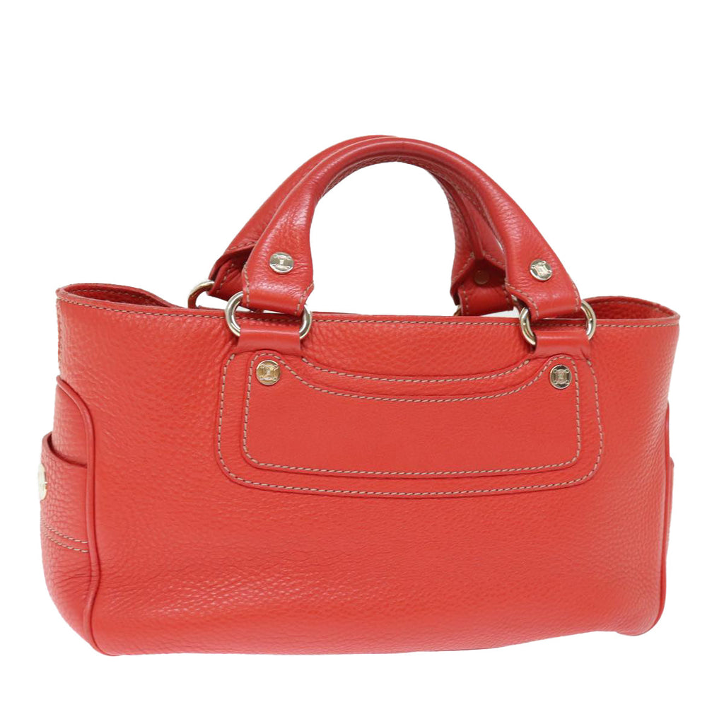 CELINE Hand Bag Leather Red  77382