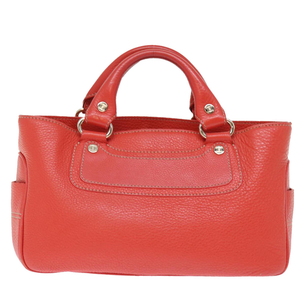 CELINE Hand Bag Leather Red  77382