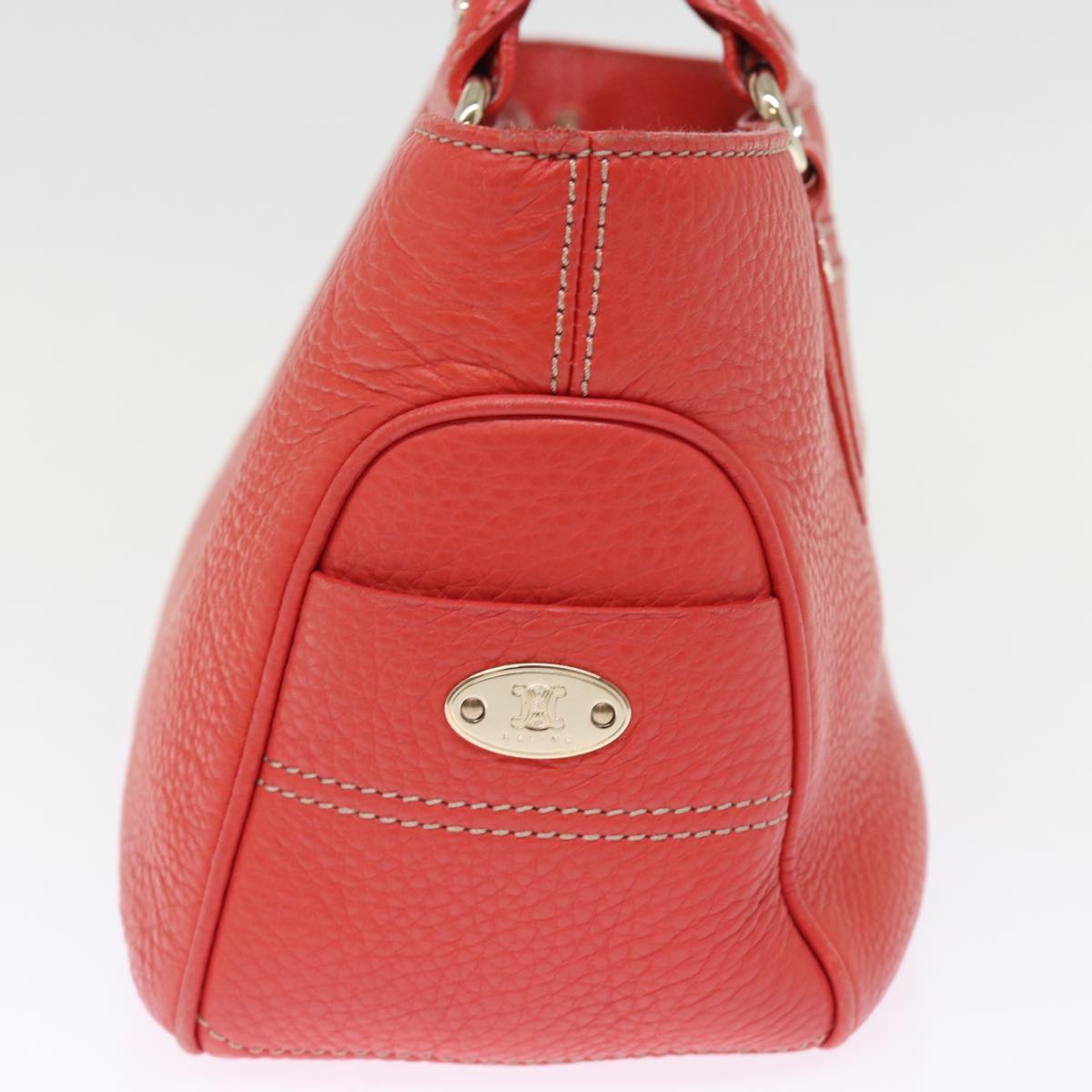 CELINE Hand Bag Leather Red  77382