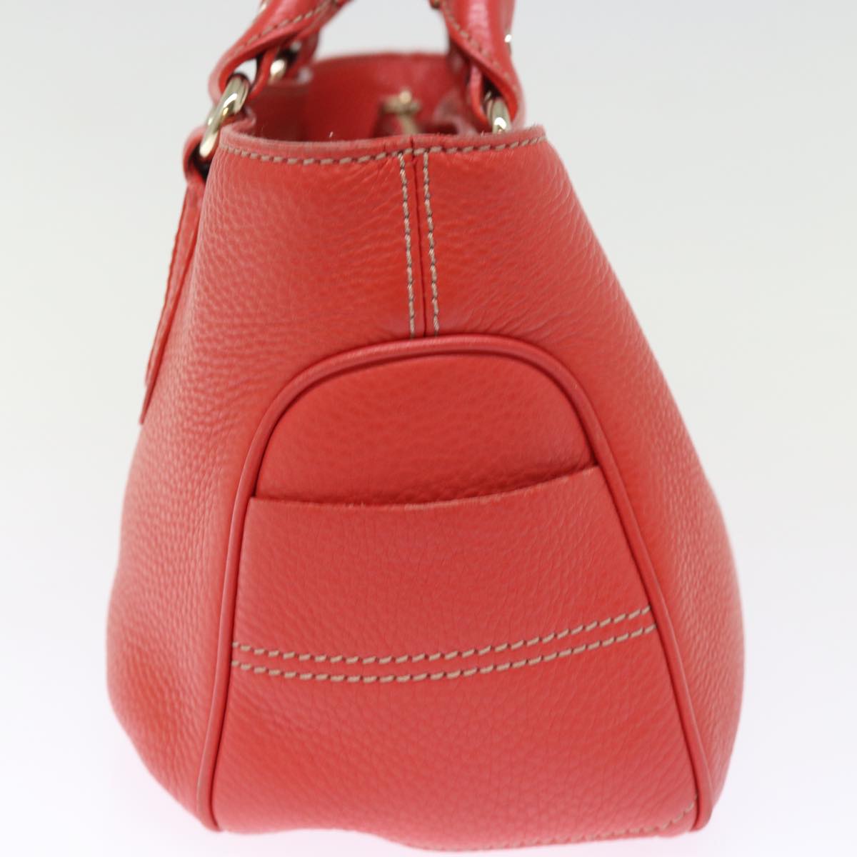 CELINE Hand Bag Leather Red  77382