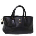 CELINE Hand Bag Leather Black  77383