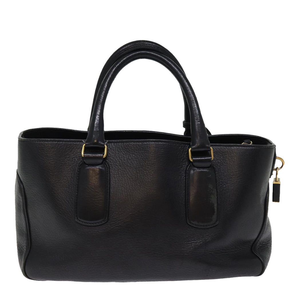 CELINE Hand Bag Leather Black  77383