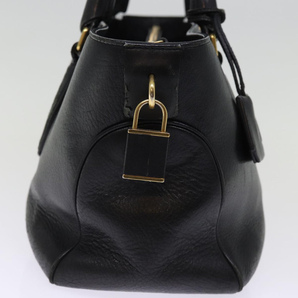 CELINE Hand Bag Leather Black  77383