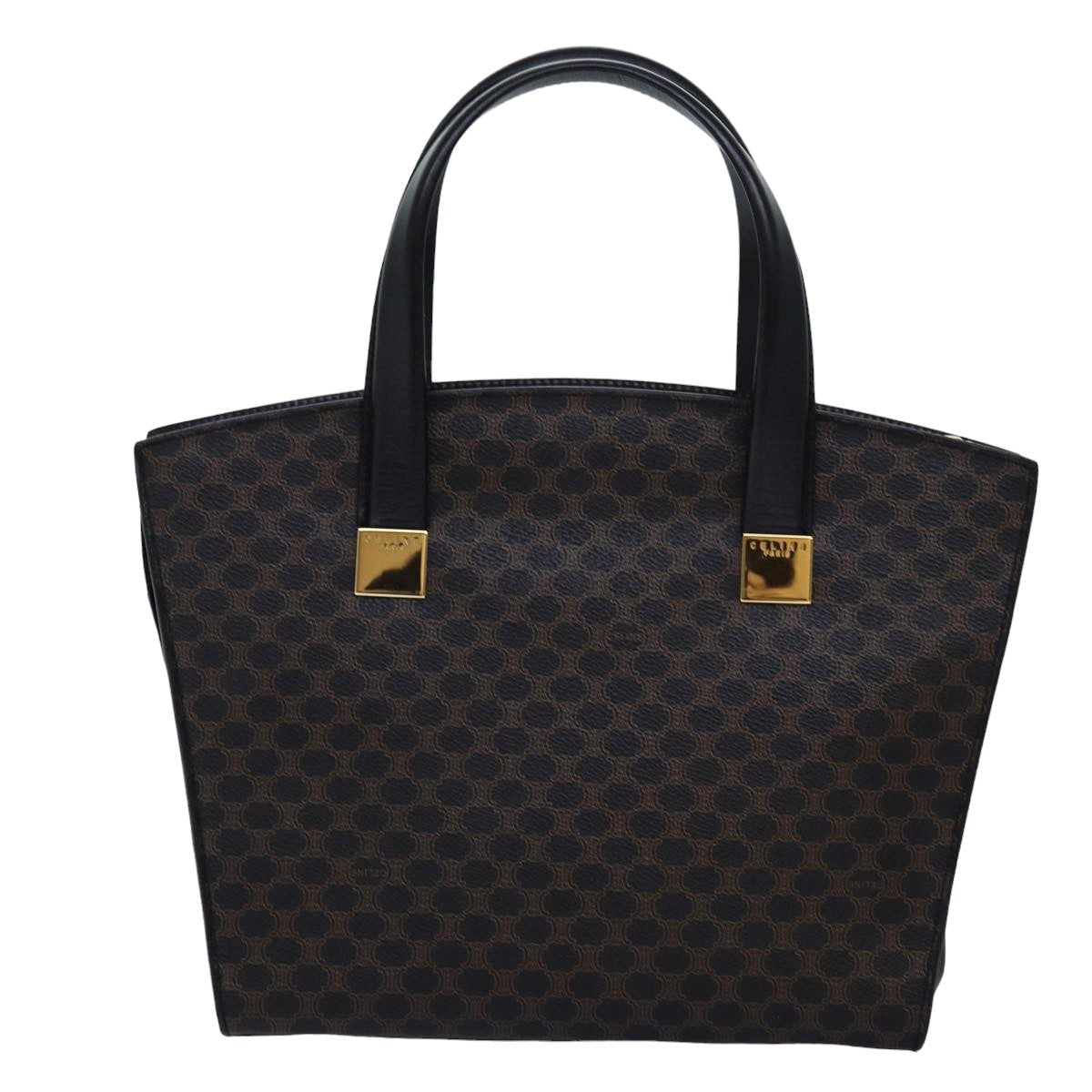 CELINE Macadam Canvas Hand Bag PVC 2way Black  77386