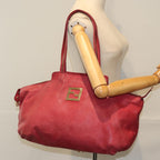 FENDI Tote Bag Leather Red77395