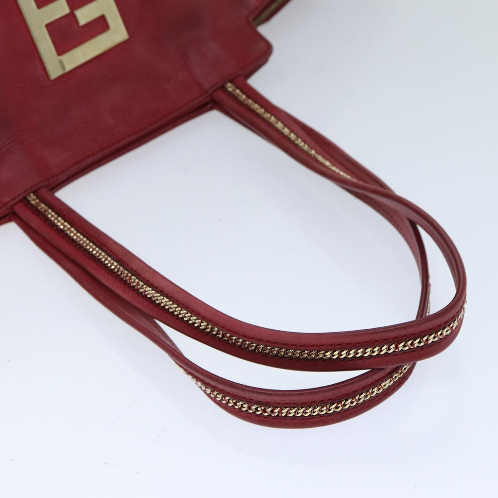 FENDI Tote Bag Leather Red77395