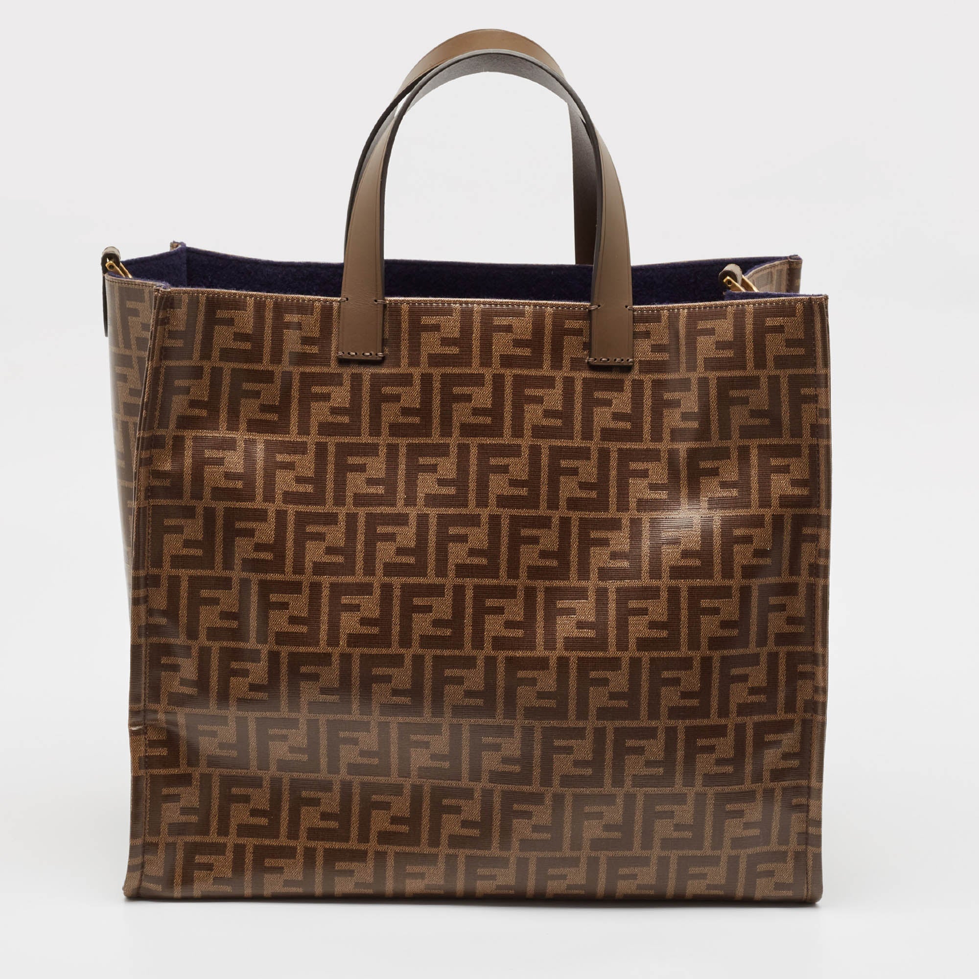 Fendi Brown Zucca Coated Canvas Large Mania Shopper Tote