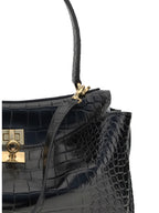 Balenciaga Women Rodeo Shoulder Bag In Crocodile-Print Leather